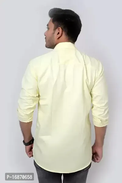 Yellow Cotton Solid Casual Shirts For Men-thumb2