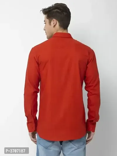 Red Cotton Solid Casual Shirts For Men-thumb4