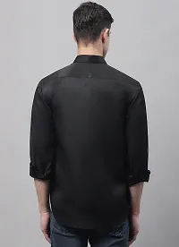 Men's Black Cotton Solid Long Sleeves Regular Fit Casual Shirt-thumb1