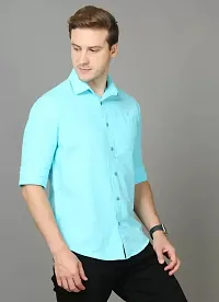 Stylish Blue Solid Long Sleeves Shirt For Men-thumb3