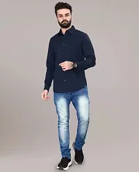 NavyBlue Cotton Casual Shirt For Men-thumb2