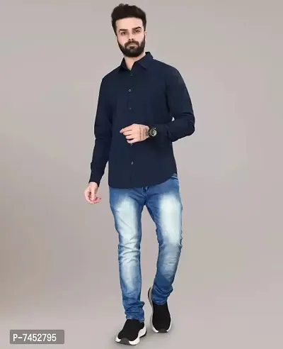 NavyBlue Cotton Casual Shirt For Men-thumb3