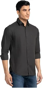 Black Cotton Solid Casual Shirts For Men-thumb2