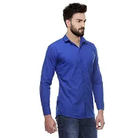 Men's Blue Cotton Solid Long Sleeves Regular Fit Formal Shirt-thumb1