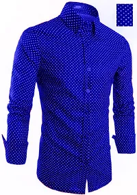 Royal Blue Dotted Casual Shirt For Men-thumb2