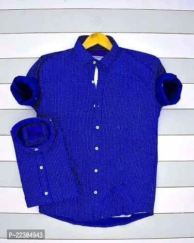 Royal Blue Dotted Casual Shirt For Men-thumb2