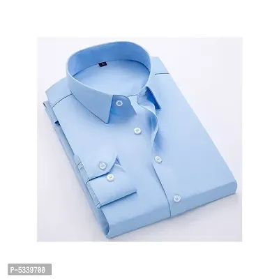 Blue Cotton Solid Casual Shirts For Men