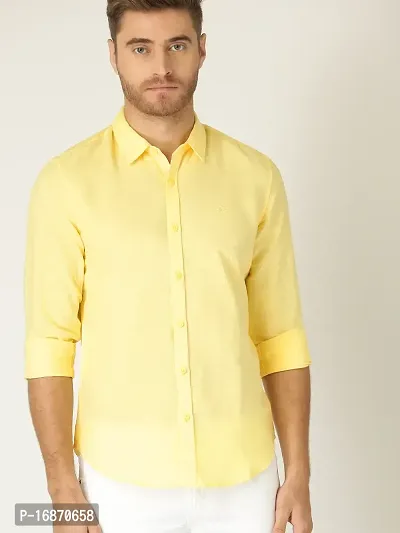 Yellow Cotton Solid Casual Shirts For Men-thumb0