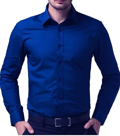 Voguish Everyday  Multicolored  Polyester Solid Long Sleeve Formal Shirt For Men