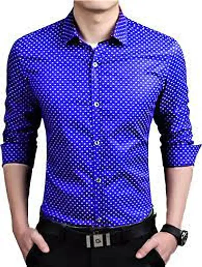 ZAKOD Men's Regular Fit Full Sleeve Formal Wear Polka Dot Shirt 100% Cotton (Multicolor)