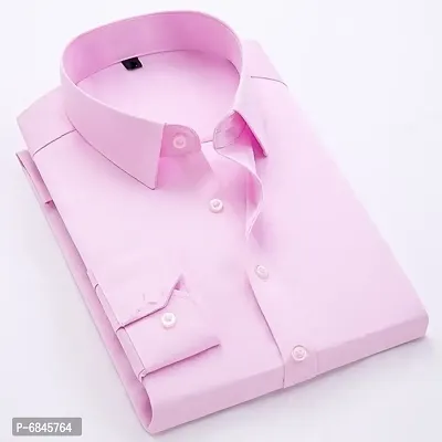 Stylish Pink Solid Long Sleeves Shirt For Men-thumb0