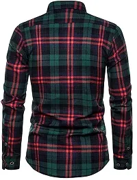 Stylish Green Cotton Checked Casual Shirt For Men-thumb2