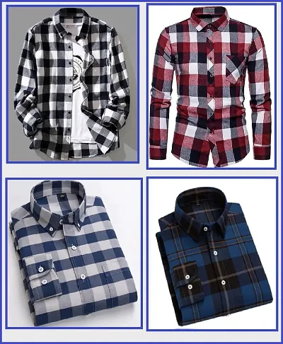 Classic Checked Casual Shirt for Men, Pack of 4