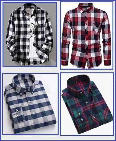 Classic Checked Casual Shirt for Men, Pack of 4