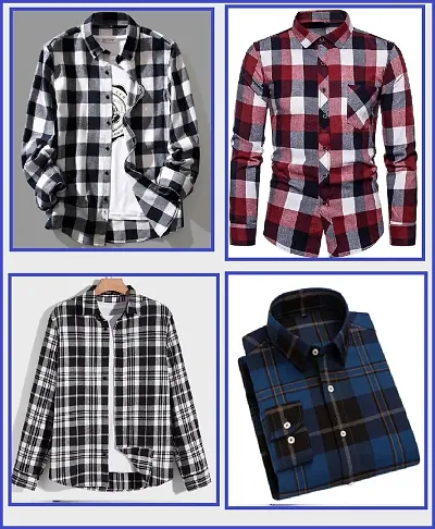 Classic Checked Casual Shirt for Men, Pack of 4