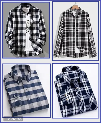 Classic Cotton Checked Casual Shirt for Men, Pack of 4-thumb0