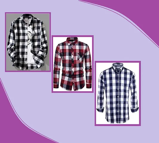 Classic Checked Casual Shirt for Men, Pack of 3