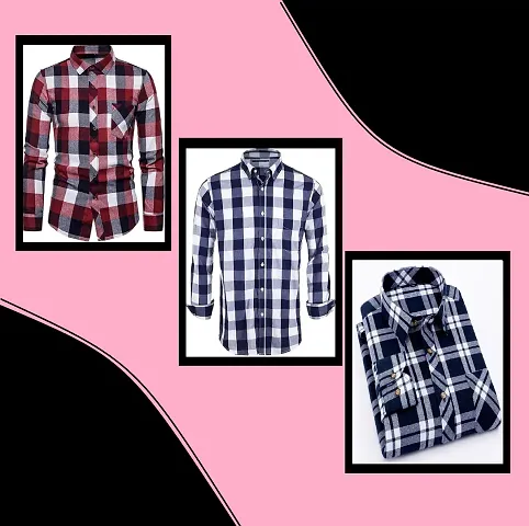 Classic Checked Casual Shirt for Men, Pack of 3