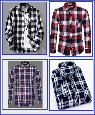 Classic Checked Casual Shirt for Men, Pack of 4