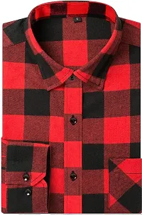 Classic Red Cotton Regular Fit Checked Casual Shirt For Men-thumb1