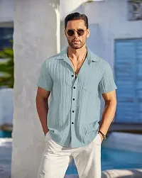 Stylish Green Solid Short Sleeves Shirt For Men-thumb1