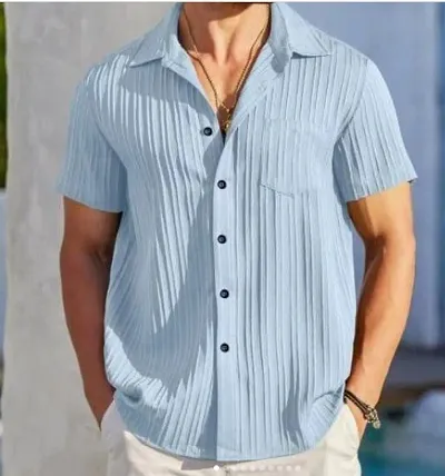 Trendy Blend Solid Casual Shirts For Men