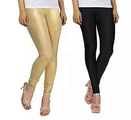 Stylish Satin Solid Leggings For Women - Pack Of 2