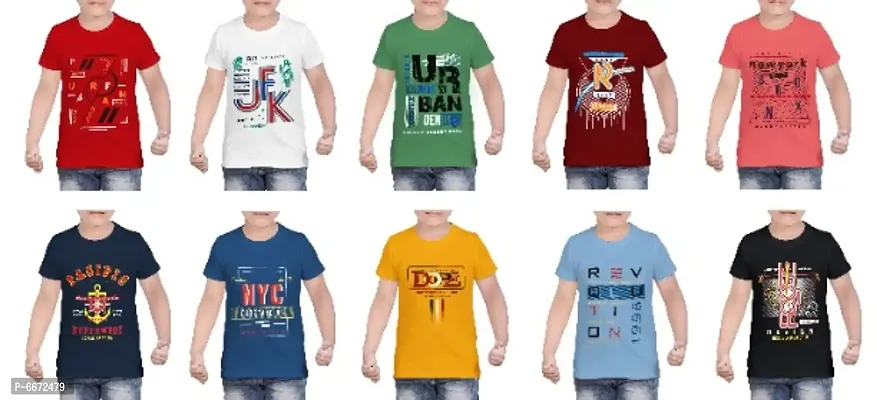 Boys Graphic Tee- Pack of 10pcs- 100%Combed Cotton-Shorts Sleeve