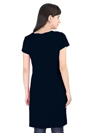 Womens Long Length Black Tshirt- Suits for Gym  Night Wear-thumb1