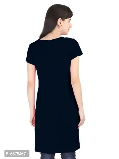 Womens Long Length Black Tshirt- Suits for Gym  Night Wear-thumb2