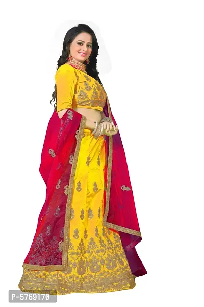 Festive, Party Wear Yellow color Banarasi Silk fabric Lehenga : 1851839