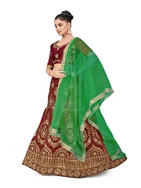 Trendy Women Semi-Stiched Heavy Zari Embroidery,Daimond And Fancy Border With Embroidered Dupatta And Blouse Silk Lehenga Choli-thumb1