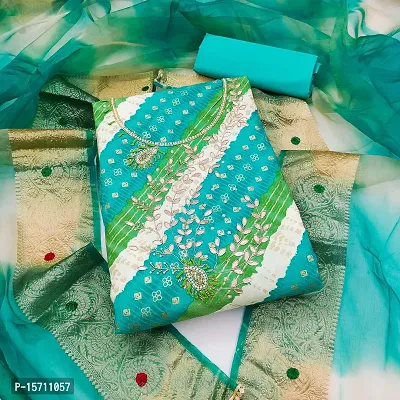 Elegant Multicoloured Premium Jam Cotton Printed Dress Material with Dupatta For Women
