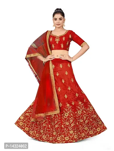 Trendy Women Semi-Stiched Heavy Zari Embroidery,Daimond And Fancy Border With Embroidered Dupatta And Blouse Silk Lehenga Choli-thumb0