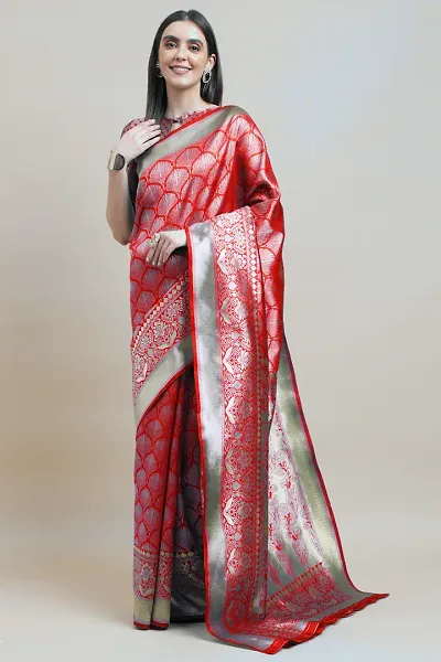 Manvaa Women Banarasi Silk Designer Weaving Saree With Blouse Piece