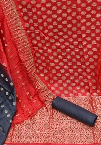 Stylish Fancy Banarasi Silk Unstitched Dress Material Top With Bottom Wear And Dupatta Set For Women-thumb1