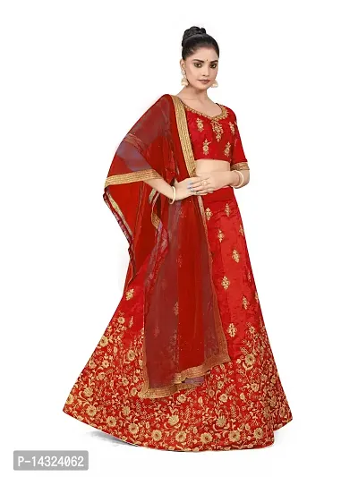 Trendy Women Semi-Stiched Heavy Zari Embroidery,Daimond And Fancy Border With Embroidered Dupatta And Blouse Silk Lehenga Choli-thumb4