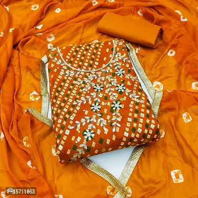 Elegant Yellow Premium Jam Cotton Printed Dress Material with Dupatta For Women