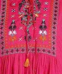 Stylish Pink Rayon Embroidered Flare Style Short Kurti for Women-thumb3