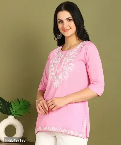 Stylish Pink Cotton Kurta For Women-thumb0