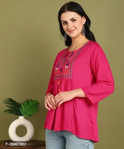 Stylish Pink Rayon Kurta For Women-thumb3