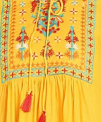 Stylish Yellow Rayon Embroidered Flare Style Short Kurti for Women-thumb3