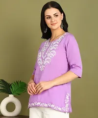 Stylish Purple Cotton Embroidered Straight Short Kurti for Women-thumb2