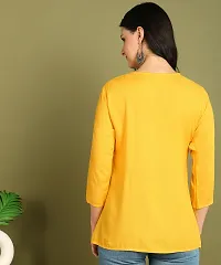 Stylish Yellow Rayon Embroidered Flare Style Short Kurti for Women-thumb1