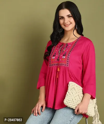 Stylish Pink Rayon Kurta For Women-thumb0