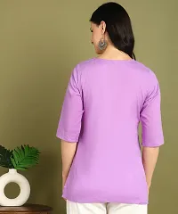 Stylish Purple Cotton Embroidered Straight Short Kurti for Women-thumb1