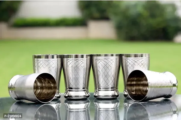 Stainless Steel  Premium Deluxe Multipurpose Juice/Water Glass Set of 6 Pcs with Mirror Finish, BPA Free, Diameter 7cm - 300 ML