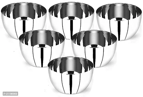 Stainless Steel Mirror Polish 5.5 Inch Bowl/Vati/Katori, 200ml, Set of 6 pcs-thumb0