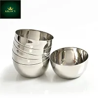 Stainless Steel Mirror Polish 5.5 Inch Bowl/Vati/Katori, 200ml, Set of 6 pcs-thumb3