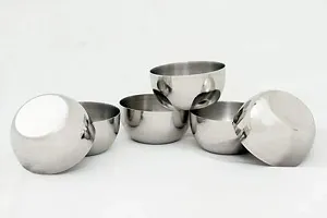 Stainless Steel Mirror Polish 5.5 Inch Bowl/Vati/Katori, 200ml, Set of 6 pcs-thumb1